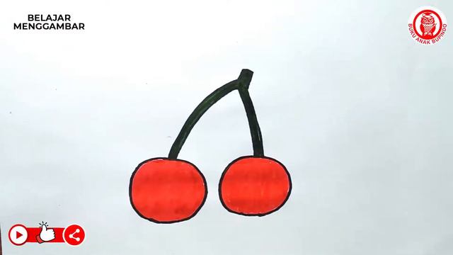 Belajar Menggambar dan Mewarnai Buah Ceri dan Apel