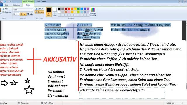 Almanca A1- Akkusativ fiiller - Cümle çalışmaları ÖSD - GOETHE