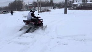 Тест драйв квадроцикла 125 куб  на зимнем комплекте