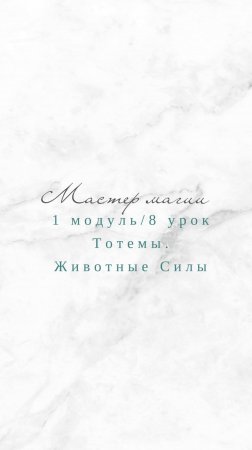 Мастер магии 1 модуль 8 урок. Тотемы и Животные Силы.