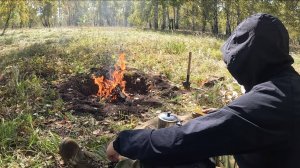Бушкрафт походы, выживание в дикой природе, отдых, готовим картошку на костре.КЕМП АСМР