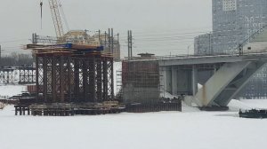 Строительство моста ВСМ через канал им. Москвы в Химках (февраль 2024 г.)