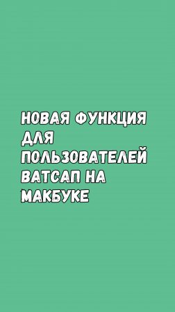 🚀 Новая Функция Для Пользователей Ватсап На Макбуке