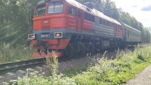 тепловоз ДМ62-1852 "Машка" с вагоном диагностики-мониторинга на перегоне Заневский пост 1 - Ржевка