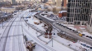 Строительство Северного дублёра Кутузовского проспекта и МЦД-4 у Москва-Сити (4К, апрель 2022)