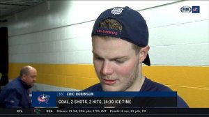 Eric Robinson talks about his second period goal and the team pushing for 2 points