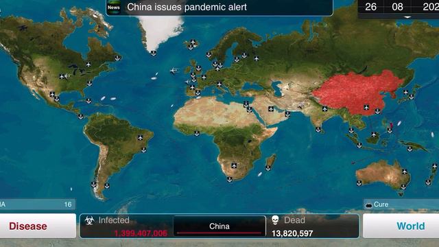 Coronavirus outbreak simulation (Plague Inc.)