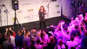 Niamh Kavanagh singing It's for you at Euro Fan Cafe 17. may 2015