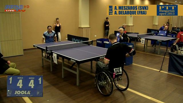 Para Table tennis Open 2013 Eger A. Meszaros SVK vs. A. Delarque FRA wheelchair team match