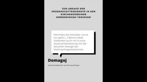 Domagoy - Zur Absage der Präsenzgottesdienste in EM-TE