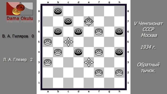 Л. А. Глезер - В. А. Гиляров. V чемпионат СССР Москва 1934 г.