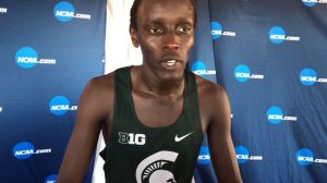 Justine Kiprotich of Michigan State talks after coming up just short in 2019 NCAA 1500