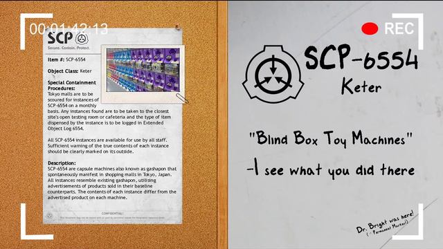 SCP-6554 "Blind Box Toy Machine" Keter [SCP Document Reading] смотреть онлайн