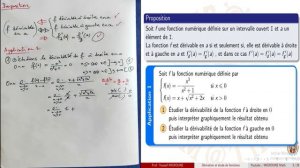 Dérivabilité à droite — dérivabilité à gauche — Dérivation et étude de fonctions — 2BAC PC/SVT