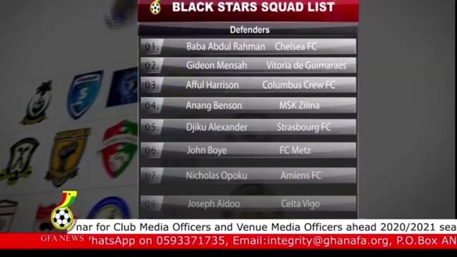 Ghana coach Charles CK Akonnor names squad to face Sudan in 2021 Africa Cup of Nations qualifiers