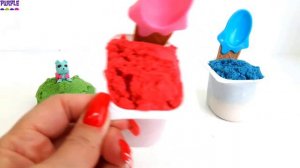 Yogurt Cups Kinetic Sand Surprise Toys - VIDEO FOR KIDS