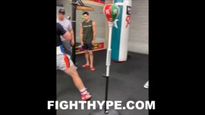 CANELO SPARRING HEAVYWEIGHT; TRADING BLOWS WITH FRANK SANCHEZ AS RYAN GARCIA WATCHES IN AWE