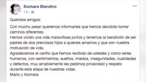 Xiomara Blandino y Mario Sacasa se separan