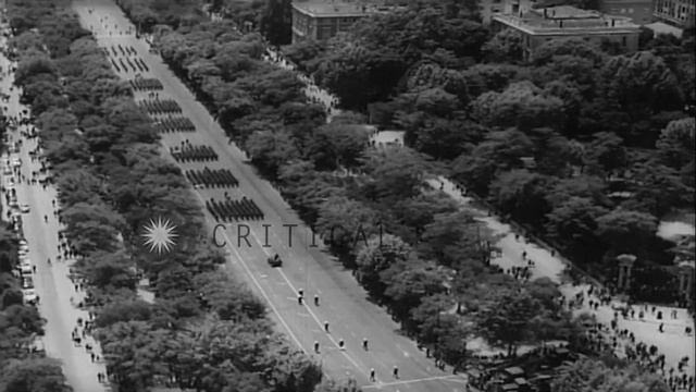 Francisco Franco reviews the military parade on 23rd anniversary of Spanish revol...HD Stock Footag