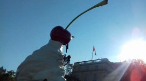 Giant whipped cream and cherry sculpture on Trafalgar Square London at Monday 14 Sep 2020 at 2pm