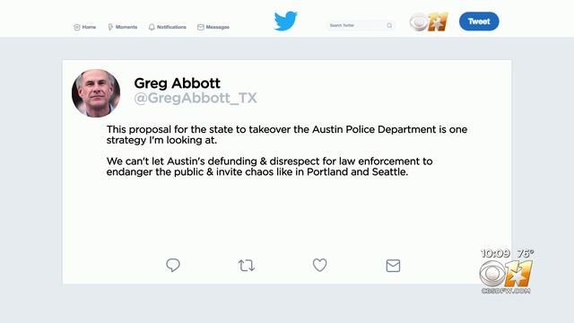 Gov. Greg Abbott Looking At Proposal For State Takeover Of Austin Police Department