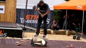 Stihl Timbersports 2015 Ligna Cup Hannover Underhand Chop Robert Ebner Peter Bauer