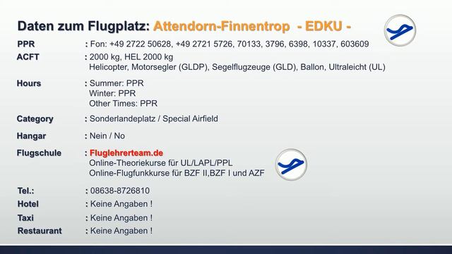 Fluglehrerteam.de VFR Sichtflugkarte Flugplatz Attendorn-Finnentrop EDKU смотреть онлайн