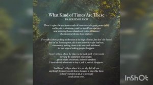 what kind of times are these by Adrienne Rich malayalam summary