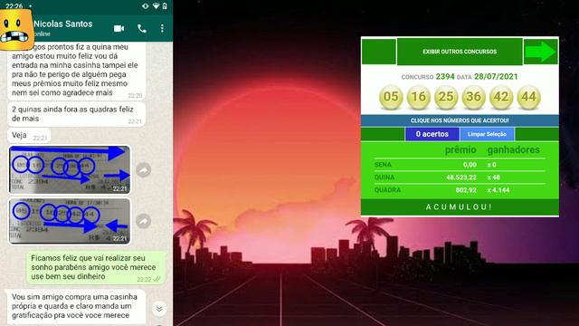 PARABÉNS NICOLAS SANTOS PELA CONFIANÇA E PELAS PREMIAÇÕES CONCURSO 2.394 DA MEGA SENA смотреть онлайн