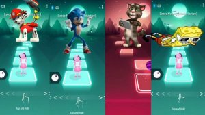 Marshall Paw VS Sonic VS Talking Tom VS Sponge Bob | Tiles Hop