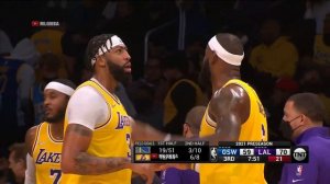 LA Lakers LeBron James and Anthony Davis in a passionate strategy session vs Golden State Warriors