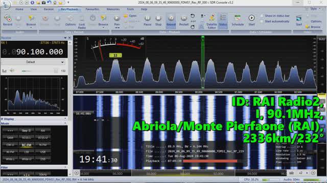 06.08.2024 16:40UTC, [Es], RAI Radio2, Италия, 90.1МГц, 2336км