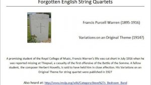 Francis Purcell Warren Variations on an Original Theme for String Quartet