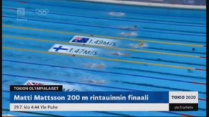 Olympiakisat Tokio 2021 Matti Mattsson 200m Rintauinnin finaaliin