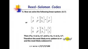 المحاضرة العشرون حل امثلة للجزء الثالث من الفصل السادس Reed solomon codes