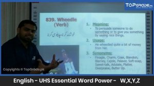 UHS Essential Word Power - W,X,Y,Z | English | Entry Test Preparation | TopGrade.pk