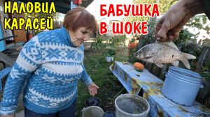 НАЛОВИЛ КАРАСЕЙ В ДЕРЕВНЕ / БАБУШКА С АНГЕЛИНОЙ ПРИГОТОВИЛИ УЖИН / ПОЖАРИЛИ РЫБУ / РЫБАЛКА / ВЛОГ