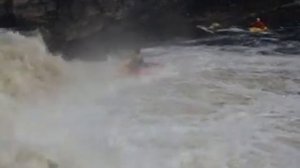 Open canoe running the Little falls on the Rondout.