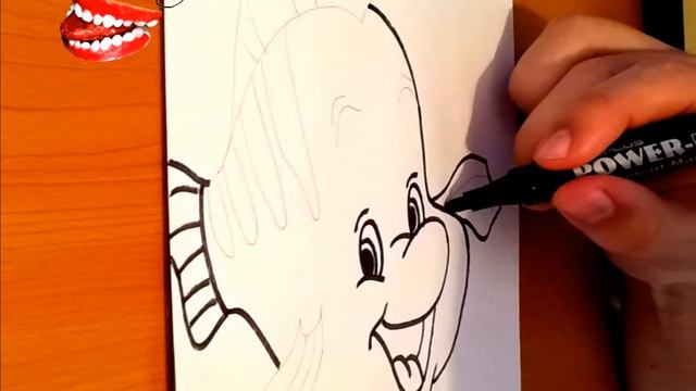 DRAWING TUTORIAL-FULL: How to Draw FLOUNDER from The Little Mermaid Step by Step Easy
