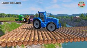 Double Flatbed Trailer Truck vs speed bumps|Busses vs speed bumps|Beamng Drive|740