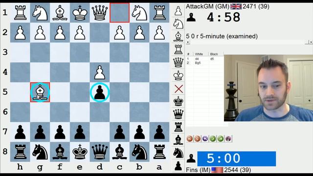 Blitz Chess #475: GM Julian Hodgson vs. IM Bartholomew (Pseudo-Trompowsky) смотреть онлайн