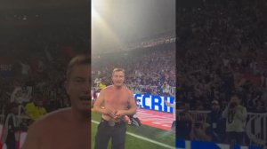 OL players celebrating winning the league and say goodbye to Aulas