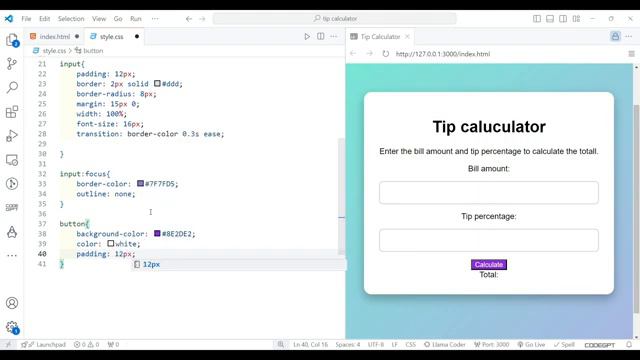 Build a Stylish Tip Calculator | HTML, CSS, and JavaScript Tutorial for Beginners