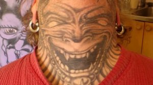 Demon tattoo face in Bandhagen