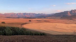 Sunset and sunrise over the Southern Drakensberg mountains looking into Lesotho