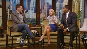 Kelly Ripa - leggy in short leather skirt