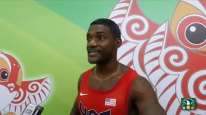 Justin Gatlin USA - speaks after winning Silver in 200m - IAAF 2015 World Championships