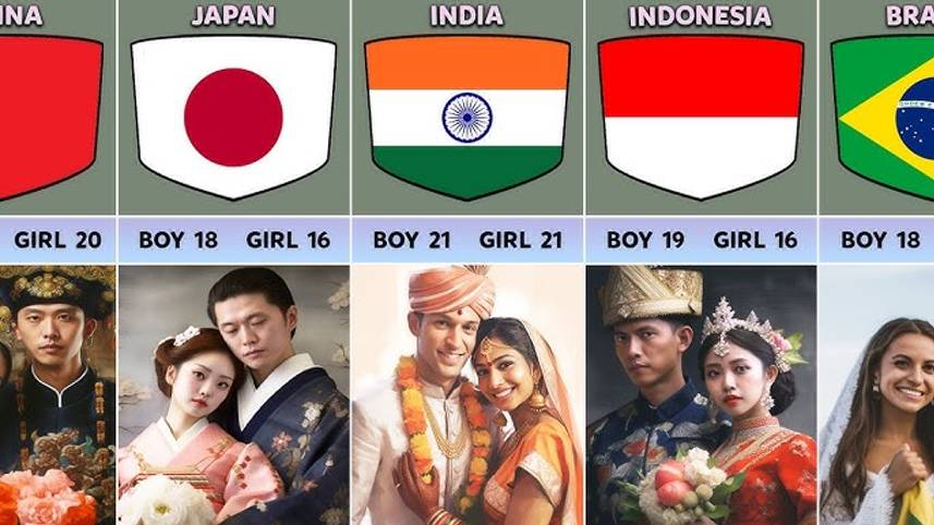 СРЕДНИЙ ВОЗРАСТ ВСТУПЛЕНИЯ В БРАК В РАЗНЫХ СТРАНАХ МИРА!!!