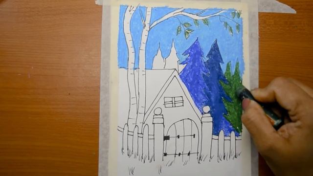 How to Draw Easy Scenery of Mountain | Hill House and Flowers Field | Simple Nature Scenery Drawing смотреть онлайн