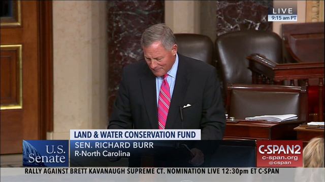 Senator Richard Burr R-NC Pushes for LWCF Vote on Senate Floor Aug.  22 2018